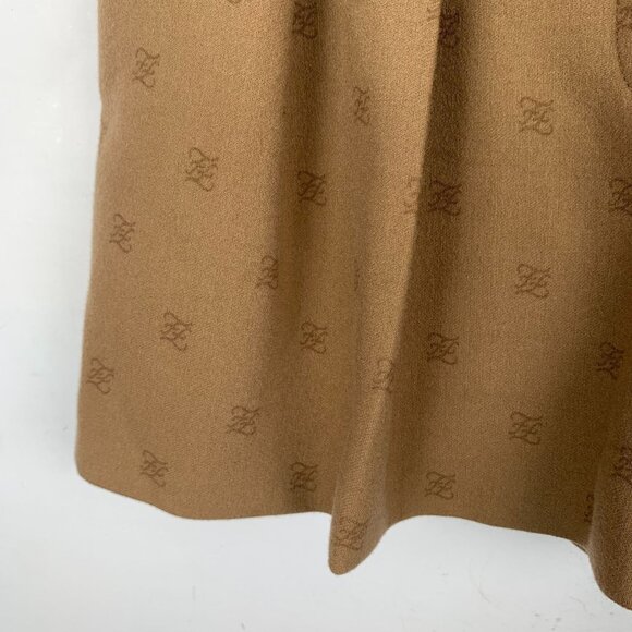 Fendi Roma Womens Brown Logo Pleated Wool & Cashmere Shorts Size M Made In Italy - Picture 5 of 7